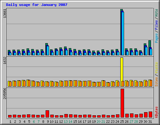 Daily usage for January 2007