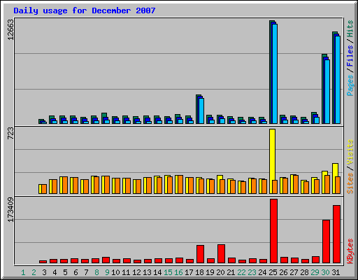 Daily usage for December 2007