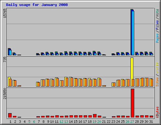 Daily usage for January 2008