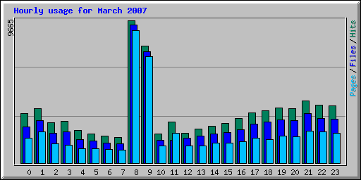 Hourly usage for March 2007