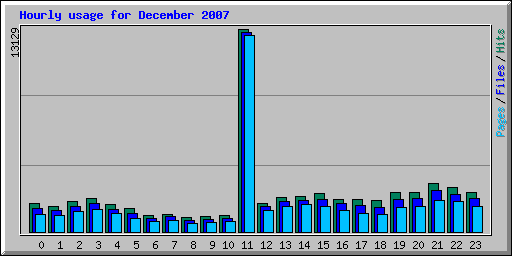 Hourly usage for December 2007