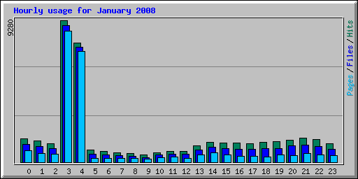 Hourly usage for January 2008